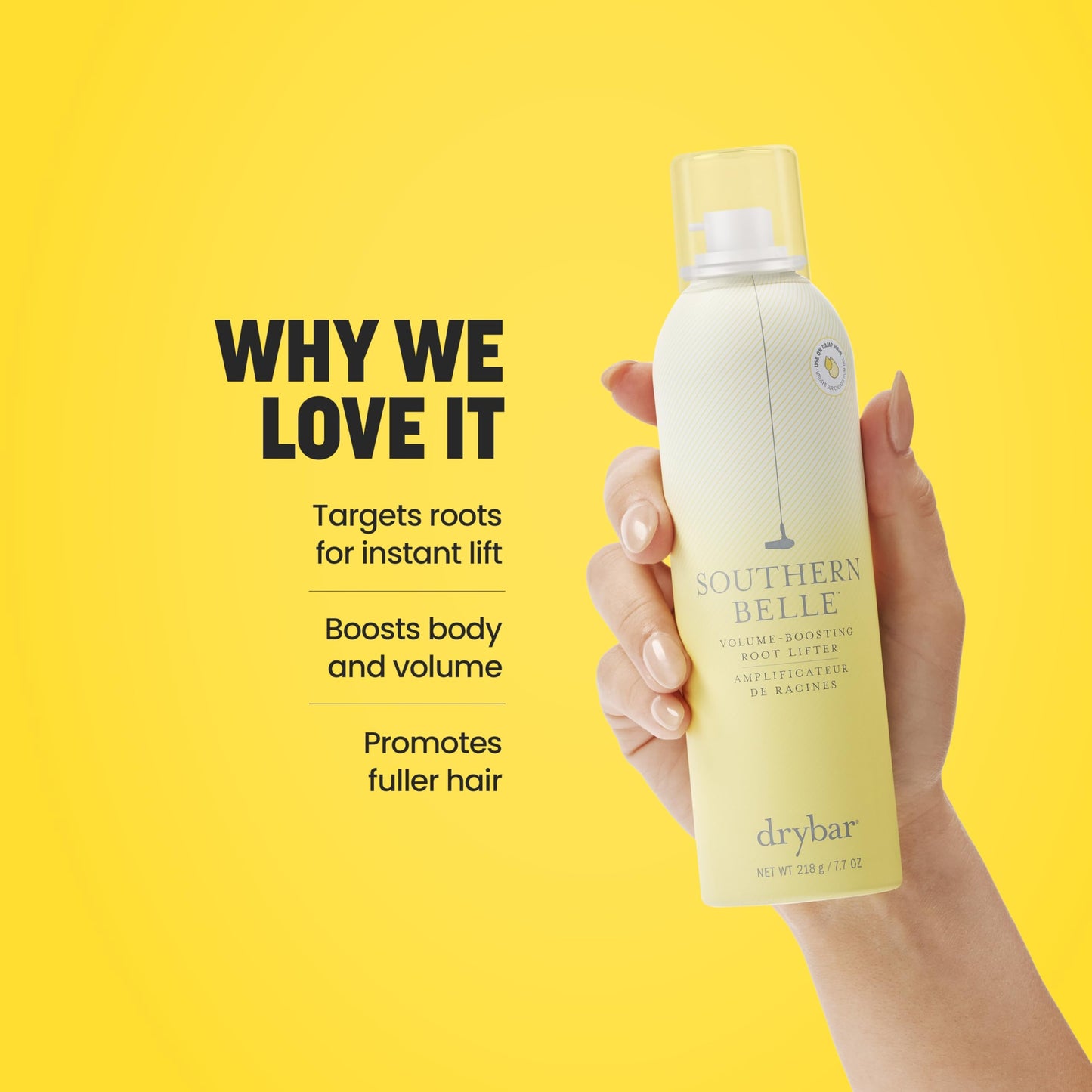 Authentic USA imported Drybar volumizing spray foam bottle nozzle closeup