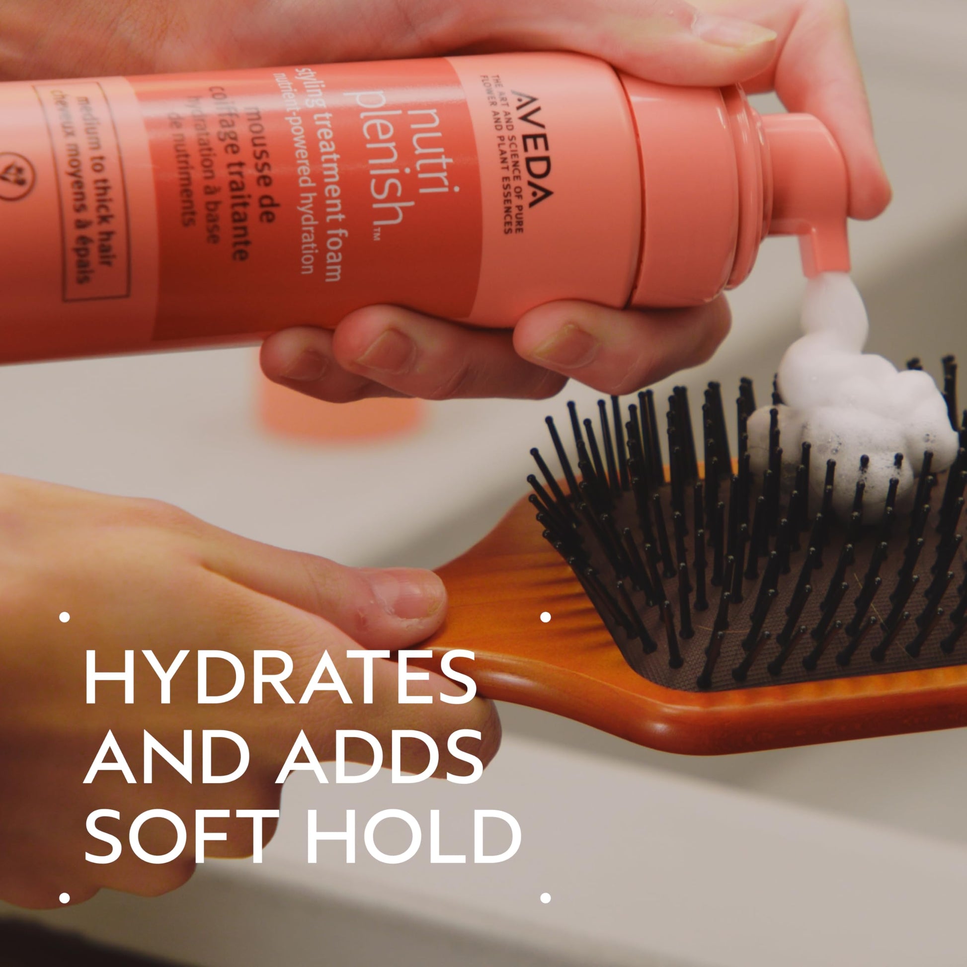 Aveda soft hold styling foam for medium to thick hair texture