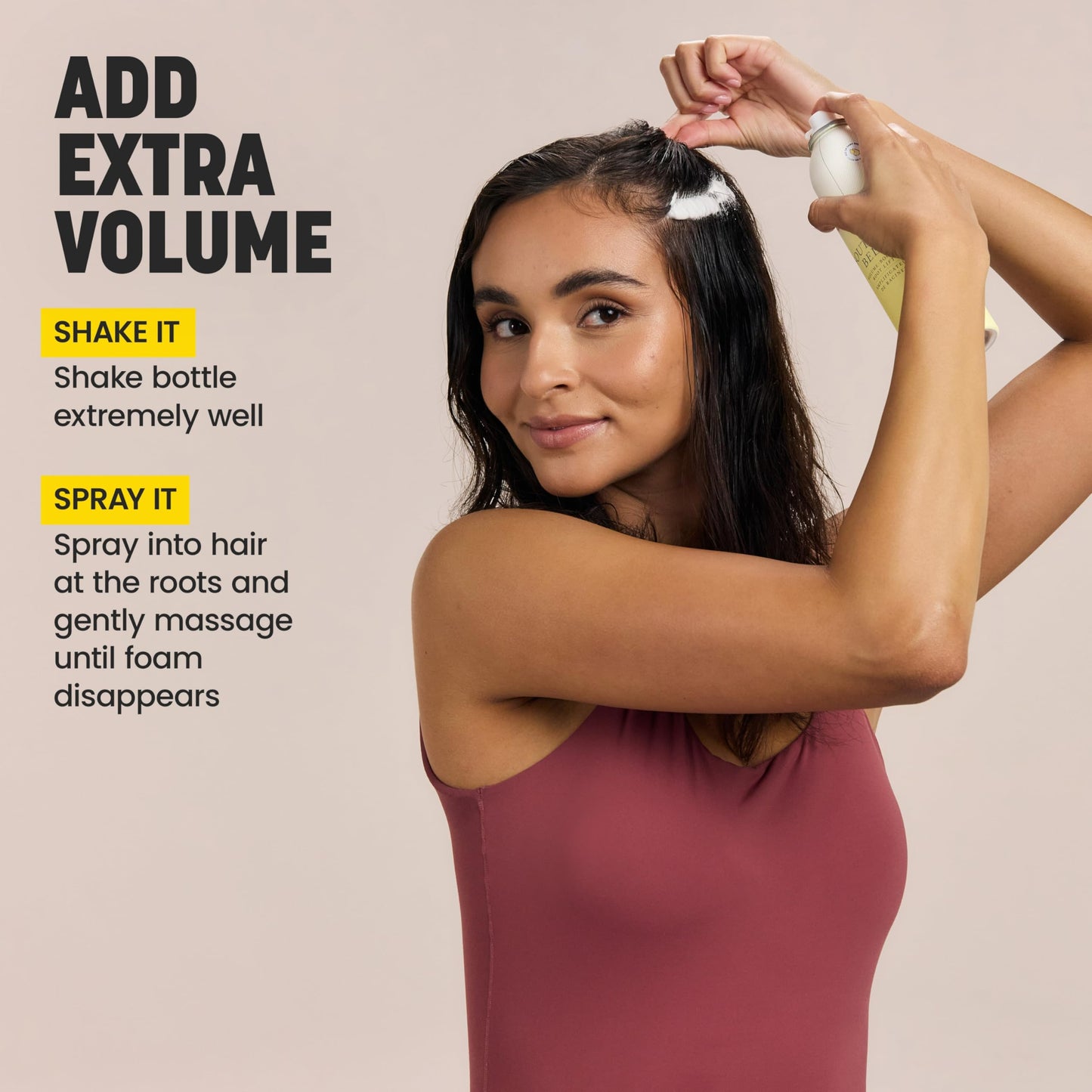 Drybar volume boosting hair root lifter container standing on white background