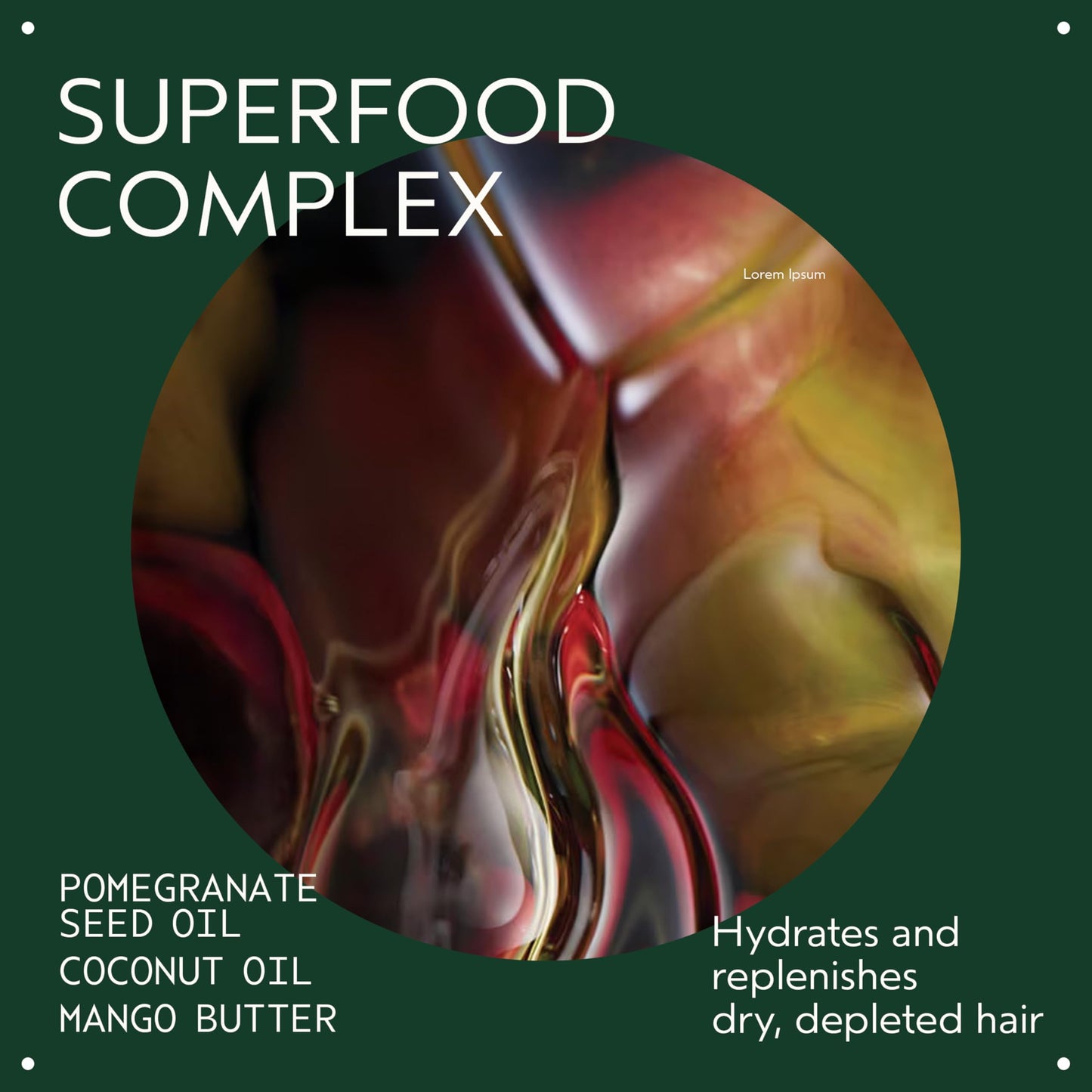Hydrating hair mousse with pomegranate seed oil and mango butter ingredients