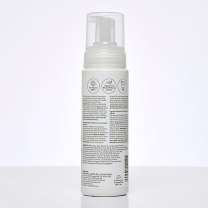Anti frizz hair styling mousse infused with jojoba and rice protein