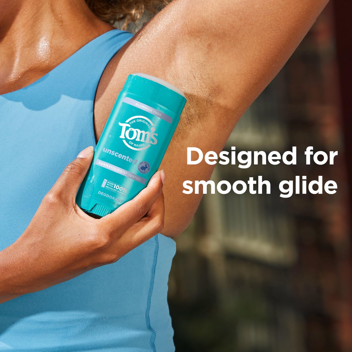 Tom's of Maine fragrance free deodorant back label showing naturally derived ingredients