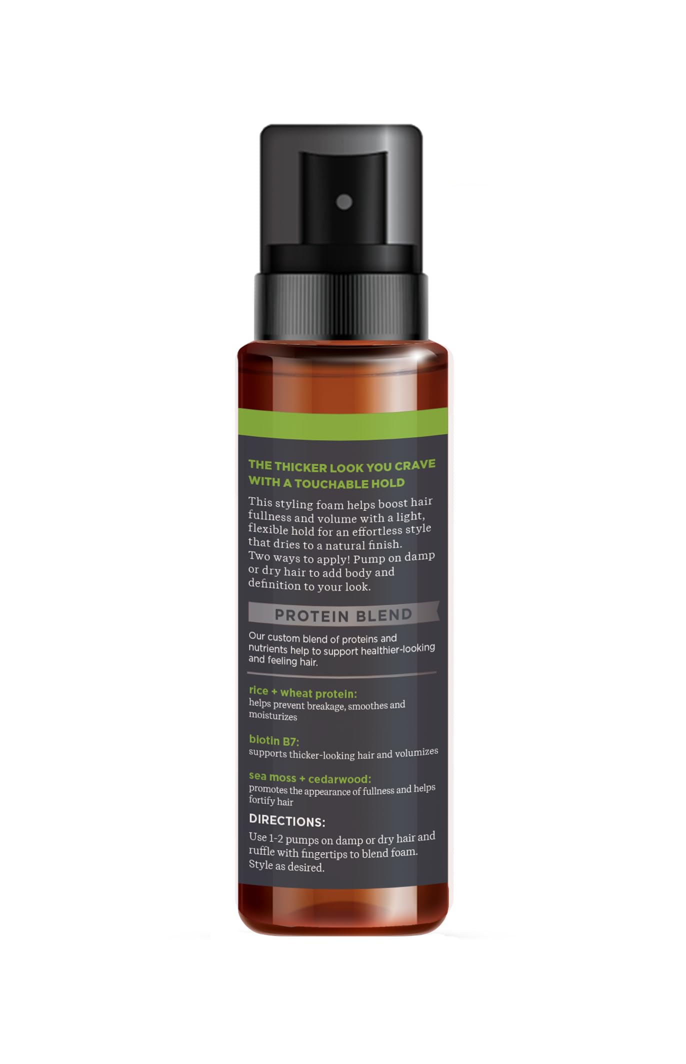 Natural wood scented mens hair styling foam product presentation
