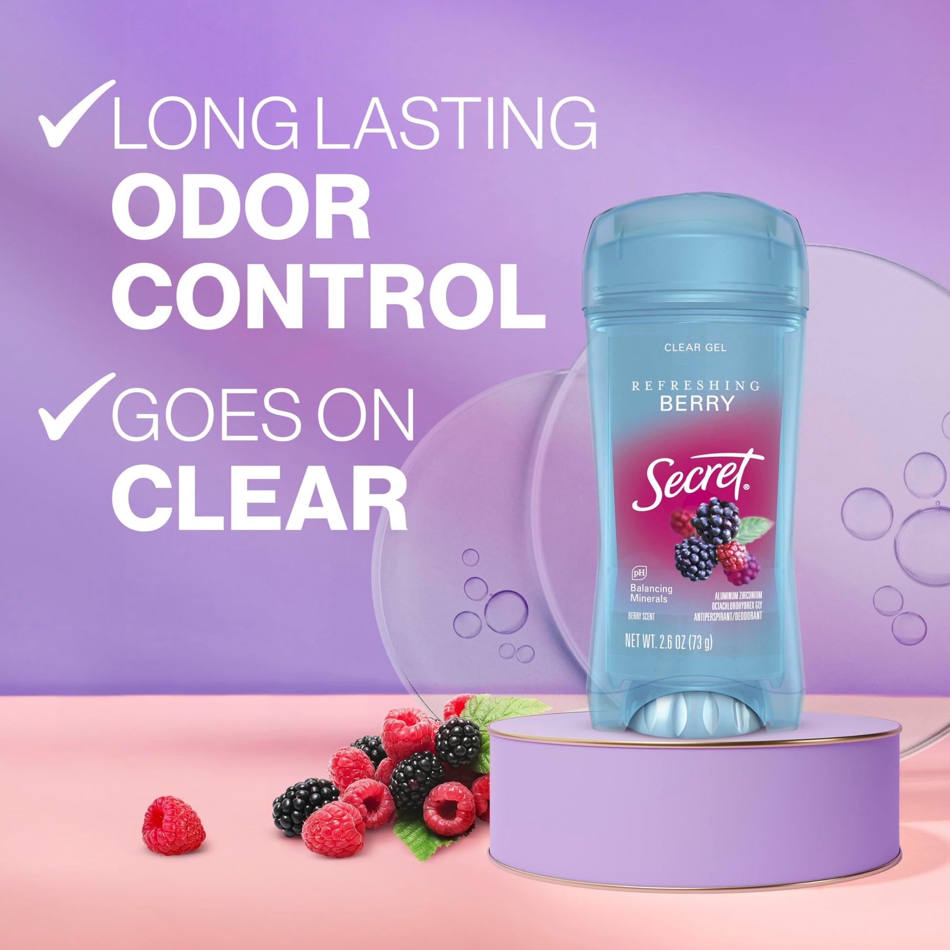 Secret women underarm antiperspirant clear gel seventy two hour protection pack of two