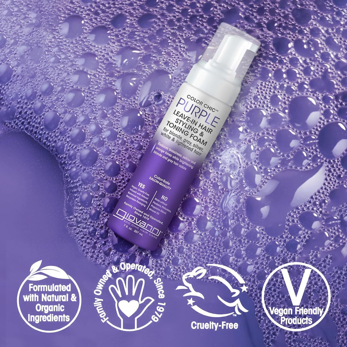 Giovanni purple leave in conditioner formula for silver and lightened hair