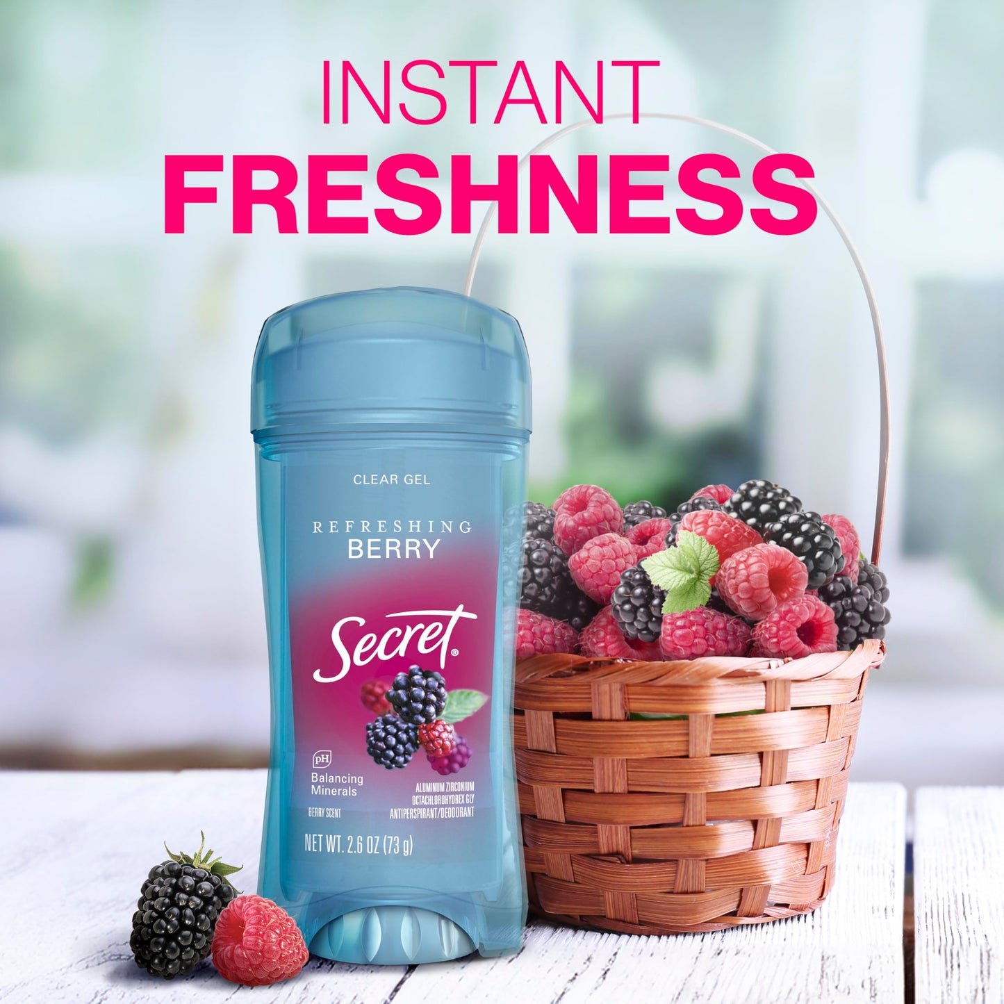 Secret underarm antiperspirant for women with pH balancing minerals back label