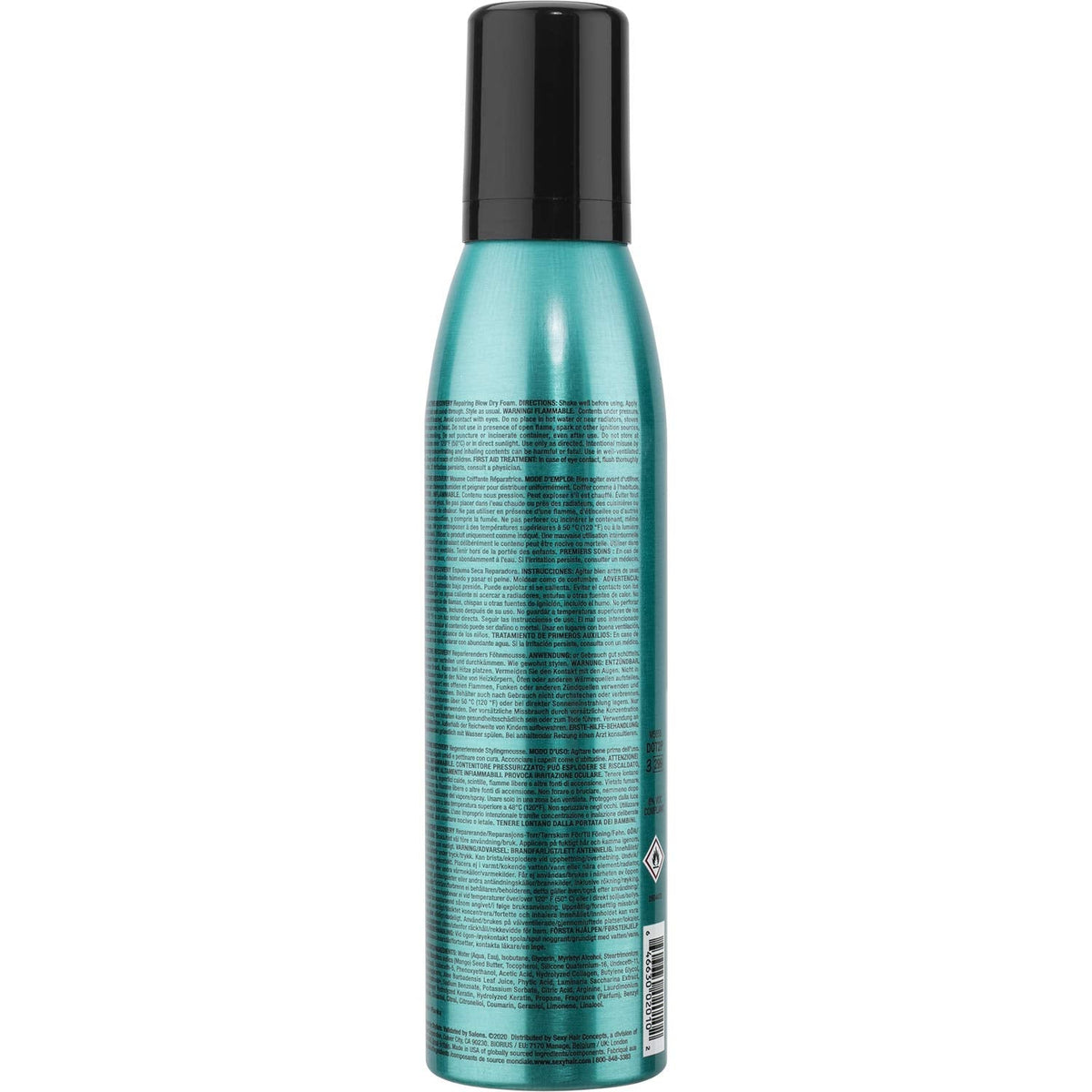 Teal aerosol canister of SexyHair Healthy Active Recovery Foam for hair breakage reduction