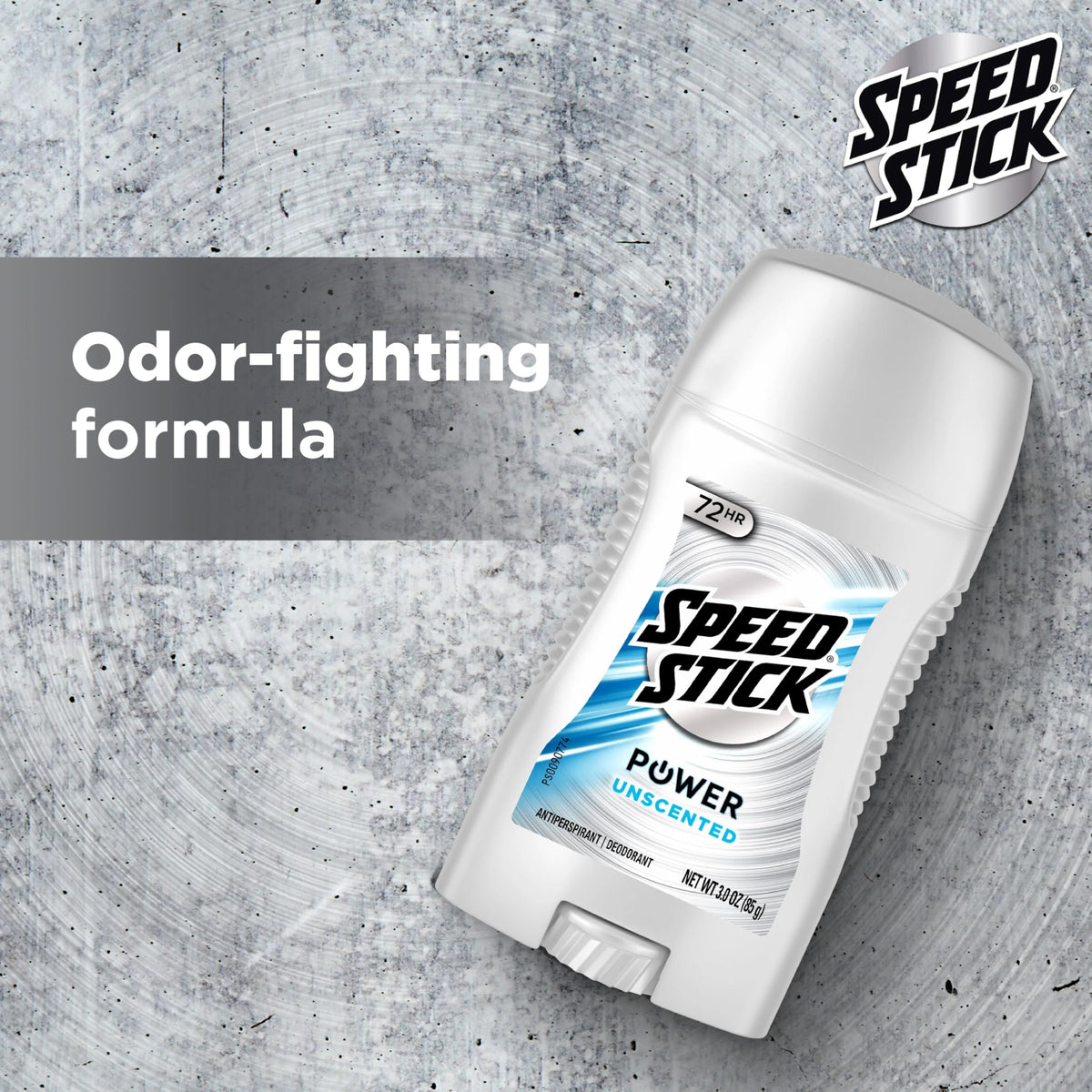 Speed Stick Power antiperspirant side profile of 3.0 Ounce container