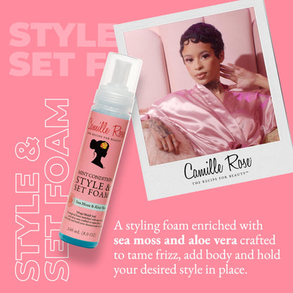 Camille Rose sea moss and aloe vera hair styling mousse for frizz control