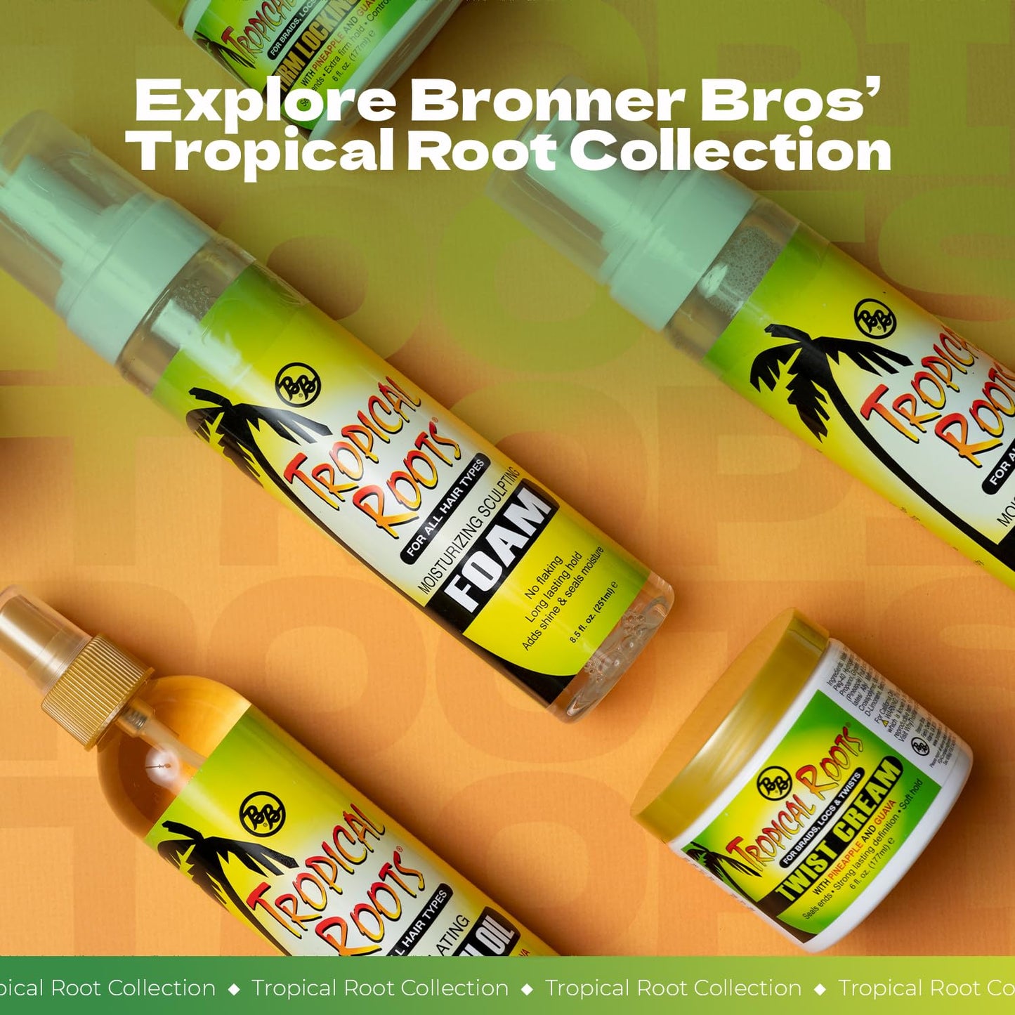Bronner Bros Tropical Roots scalp soothing hair mousse texture pump