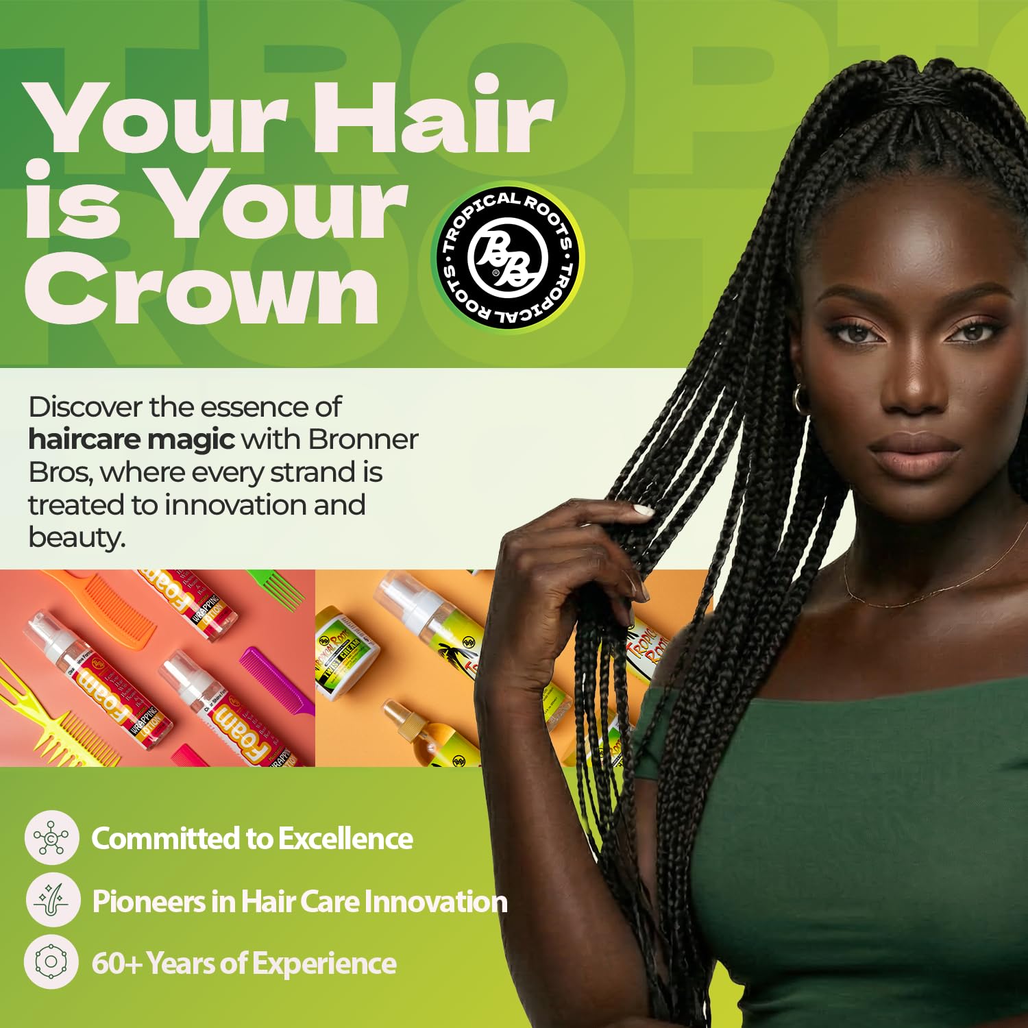 Bronner Bros Tropical Roots botanical styling foam bottle for natural hair