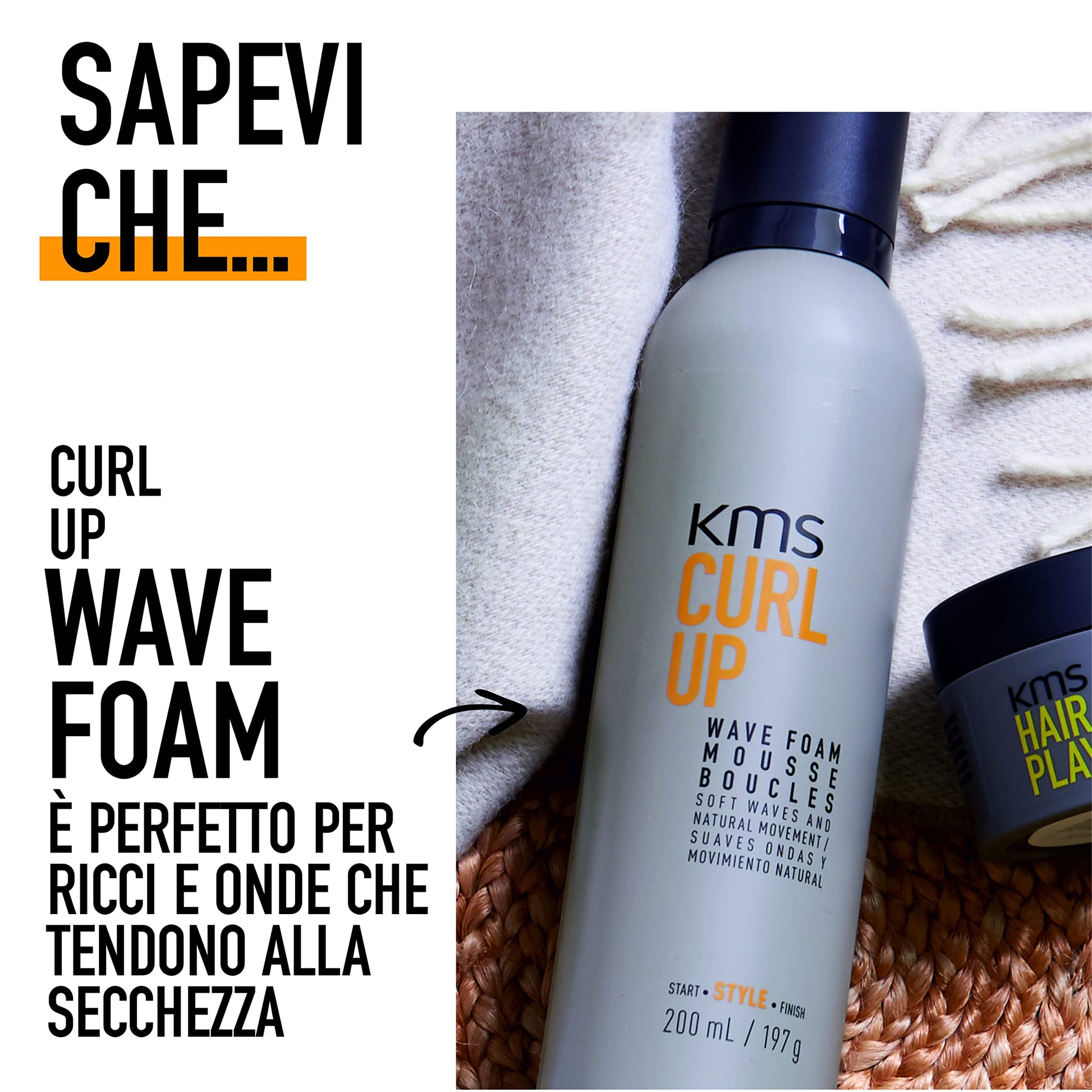 KMS curly hair product line bottle demonstrating flexible hold for wavy hair textures.