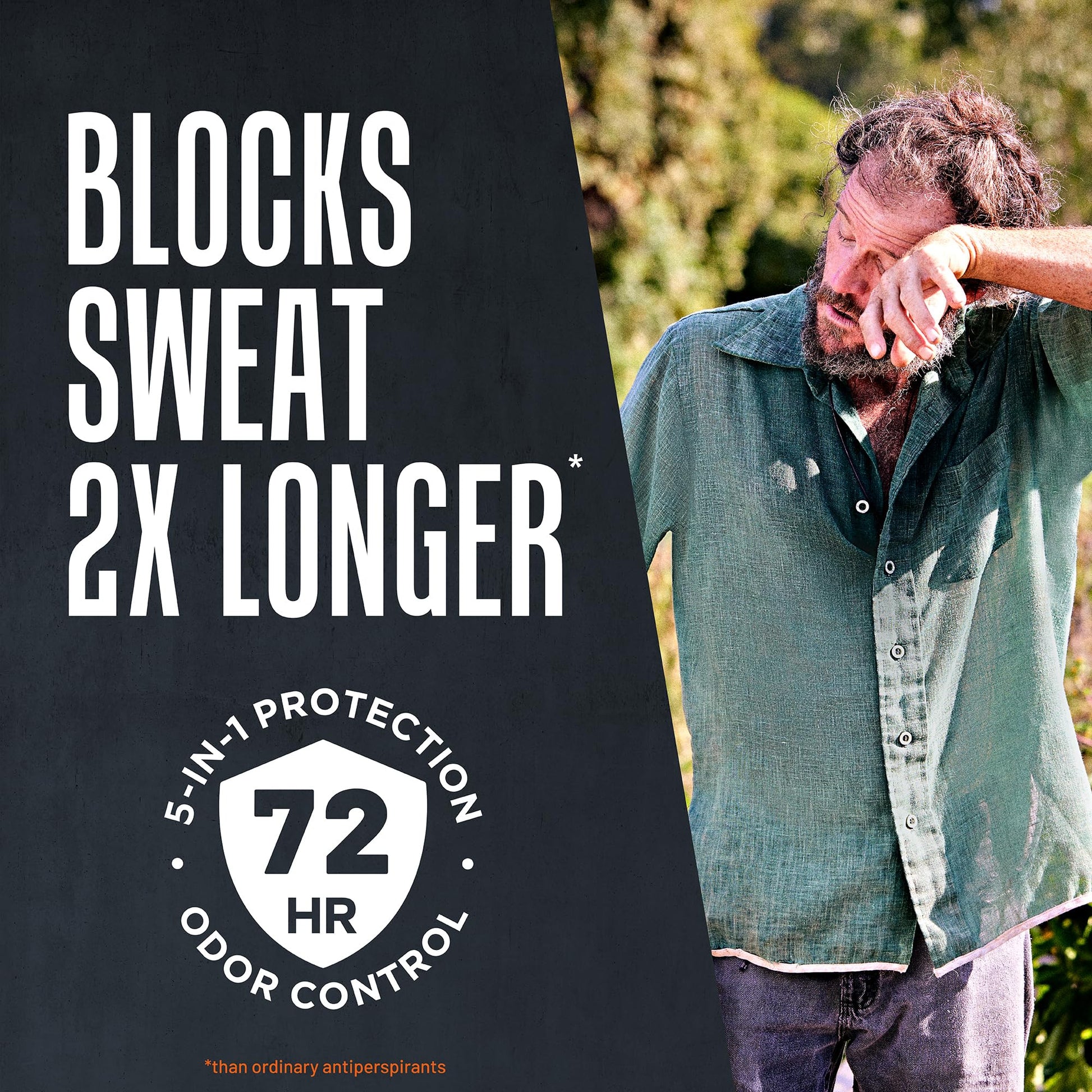 Right Guard 72-hour odor control men's deodorant packaging details