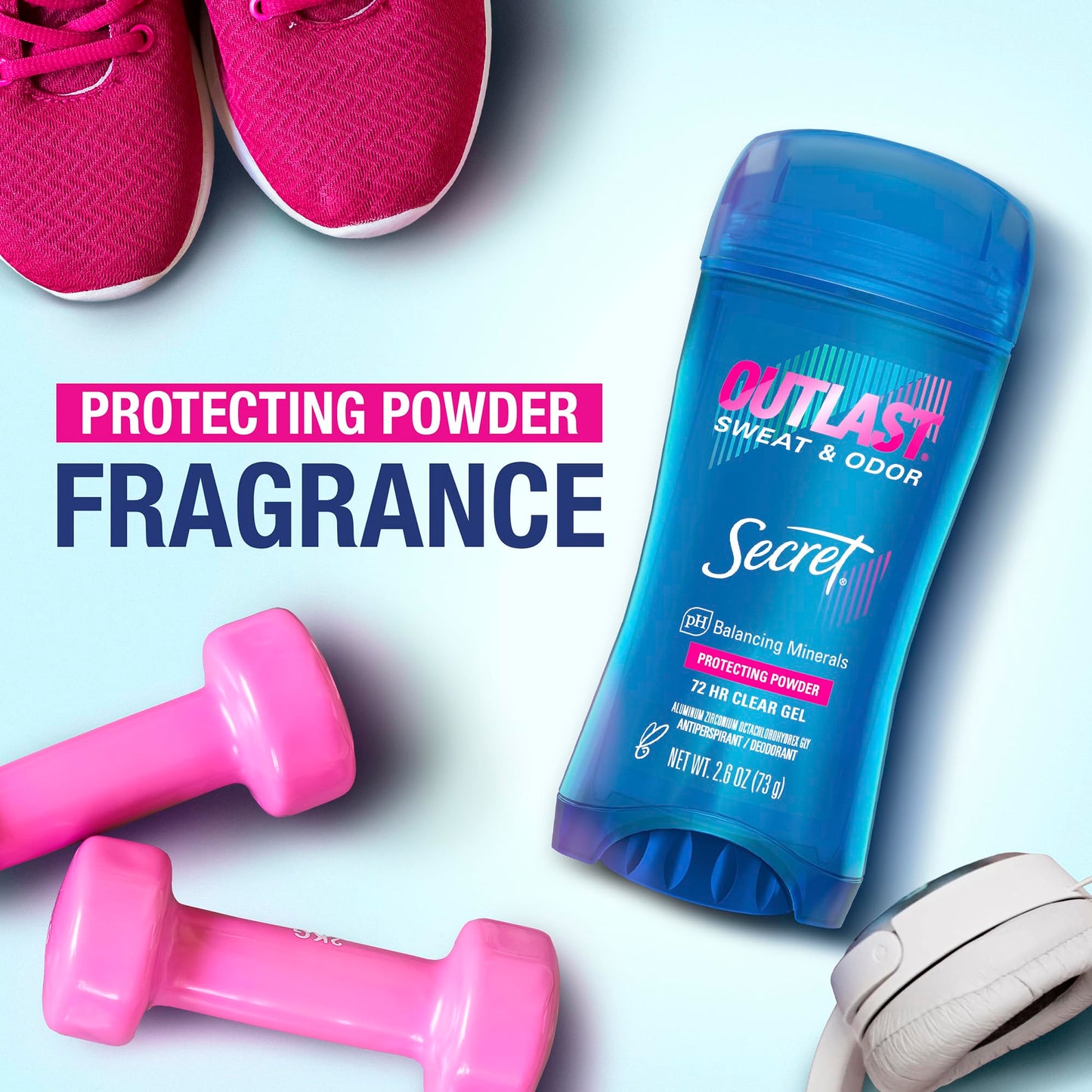 Secret Outlast anti white mark invisible solid antiperspirant stick standing upright on white background.