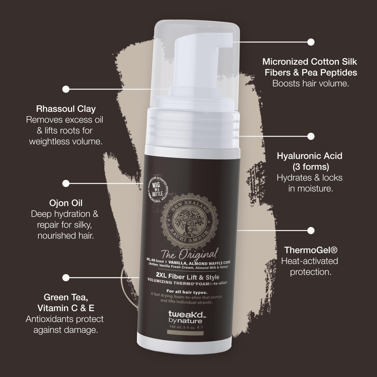 Tweak'd by Nature imported USA beauty hair treatment close up packaging