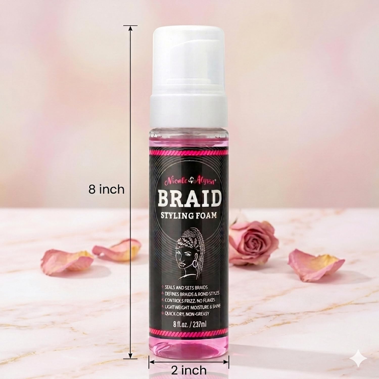 Nicole & Alyssa premium braid foam control mousse lightweight formula for twists and locs