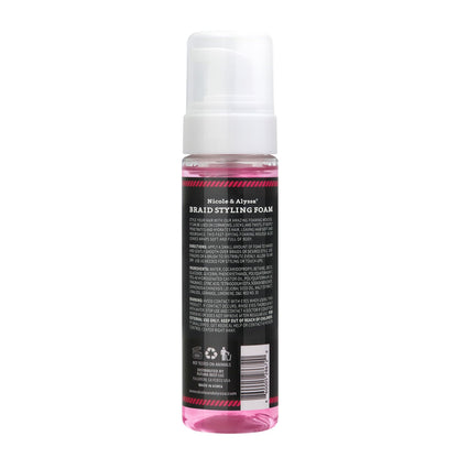 Nicole & Alyssa moisturizing braid mousse close up showing product label and ingredients