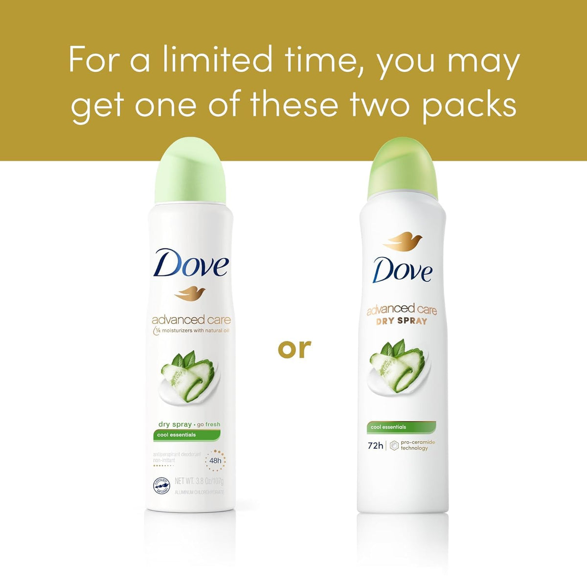 Dove 3.8 ounce antiperspirant deodorant spray packaging details