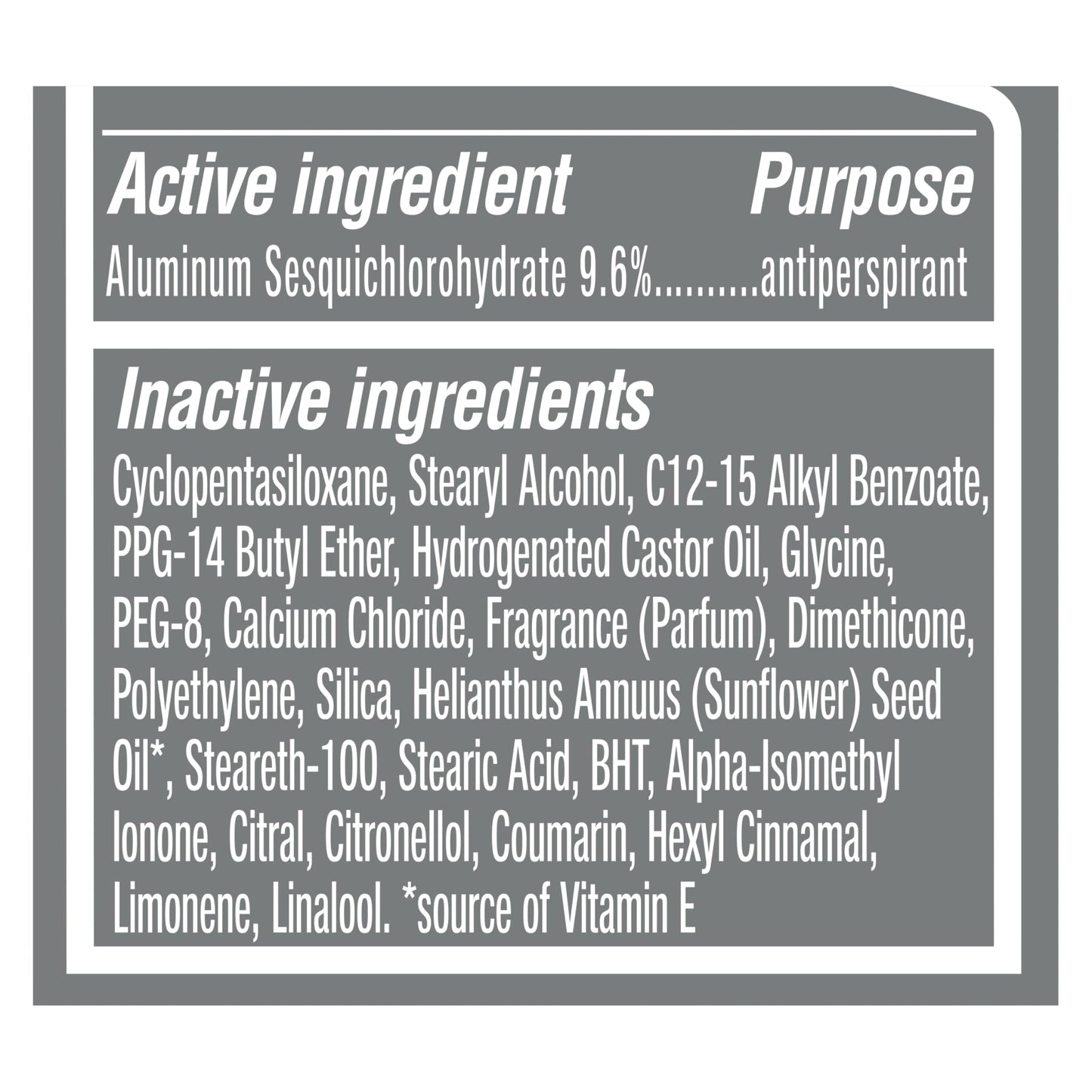 Dove Men Care cruelty free non irritant antiperspirant stick packaging details