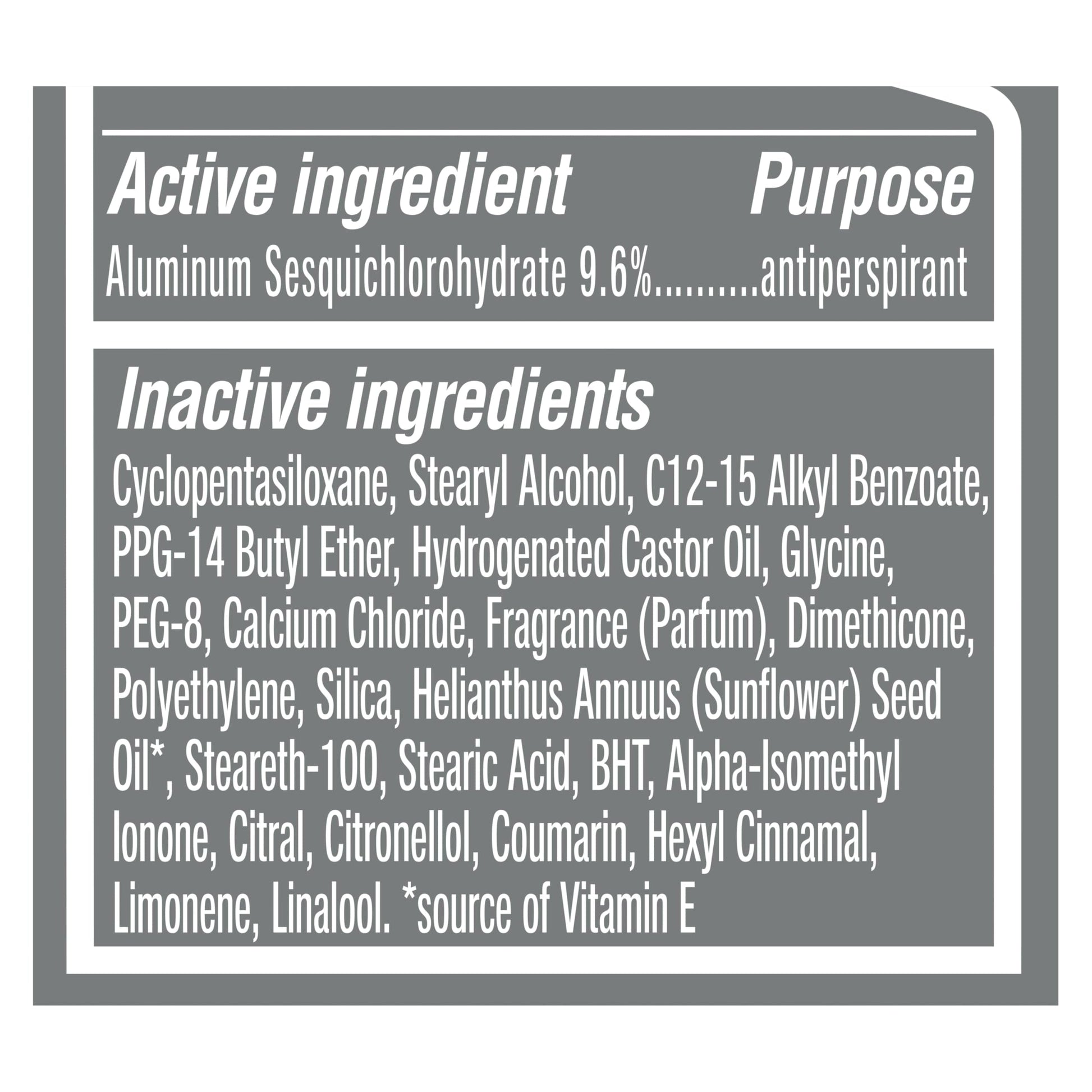 Dove Men Care cruelty free non irritant antiperspirant stick packaging details