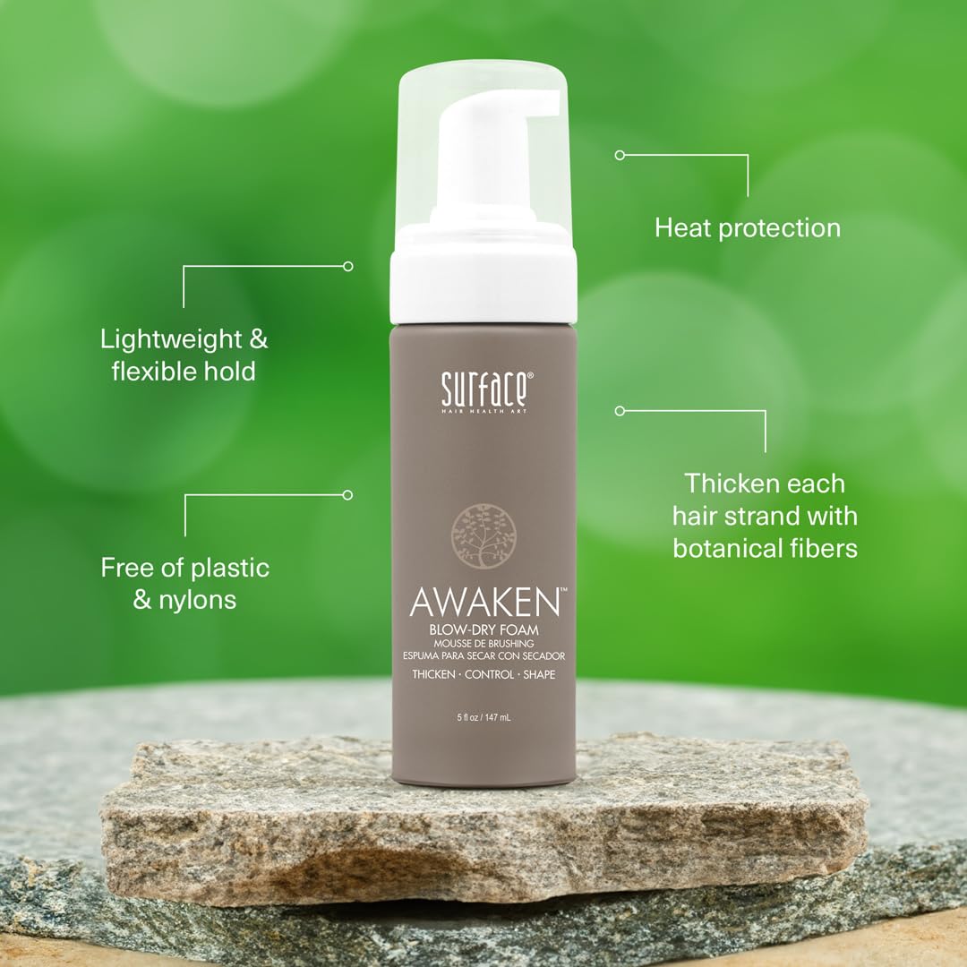 Surface Hair Awaken five fluid ounce packaging for fragile hair care