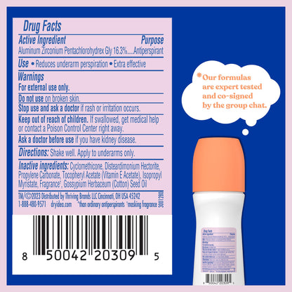 Dry Idea advanced dry unscented roll on for women showcasing the spill proof protective cap