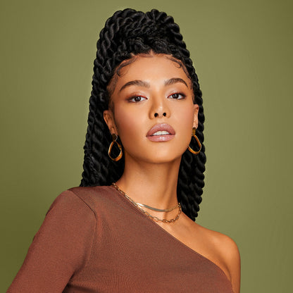 African Pride Olive Miracle setting mousse being pumped out for soft hold styling