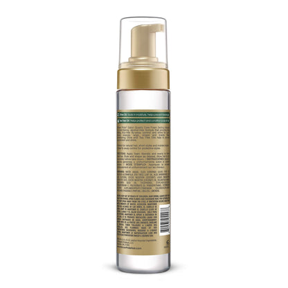 Close up of African Pride Olive Miracle mousse bottle cap and dispensing pump mechanism