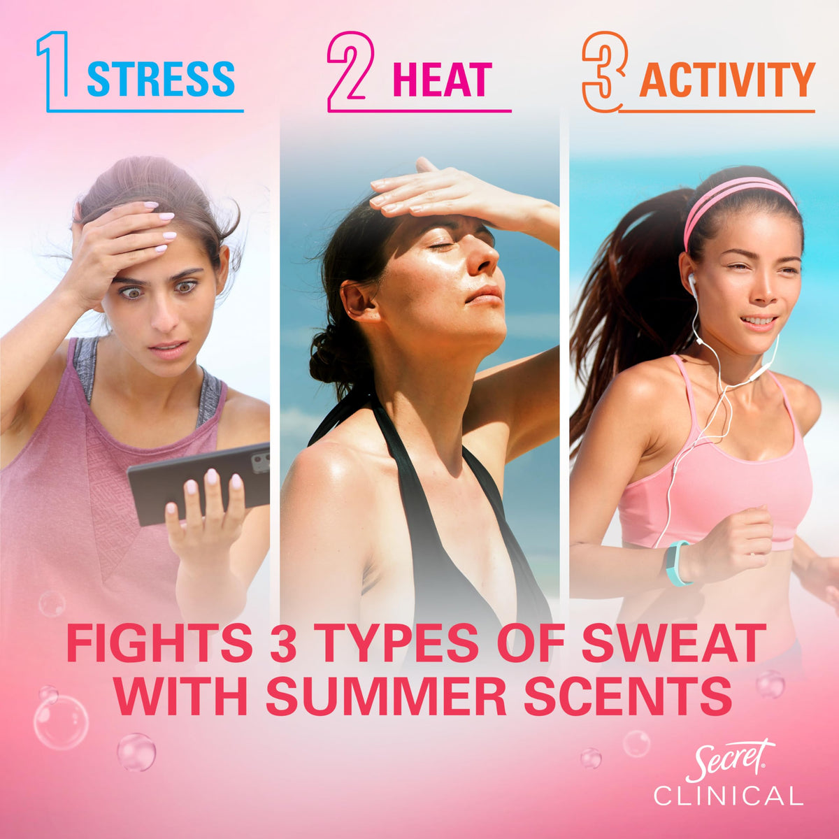 Secret strawberry summer fizz antiperspirant packaging side label displaying 72 hour protection