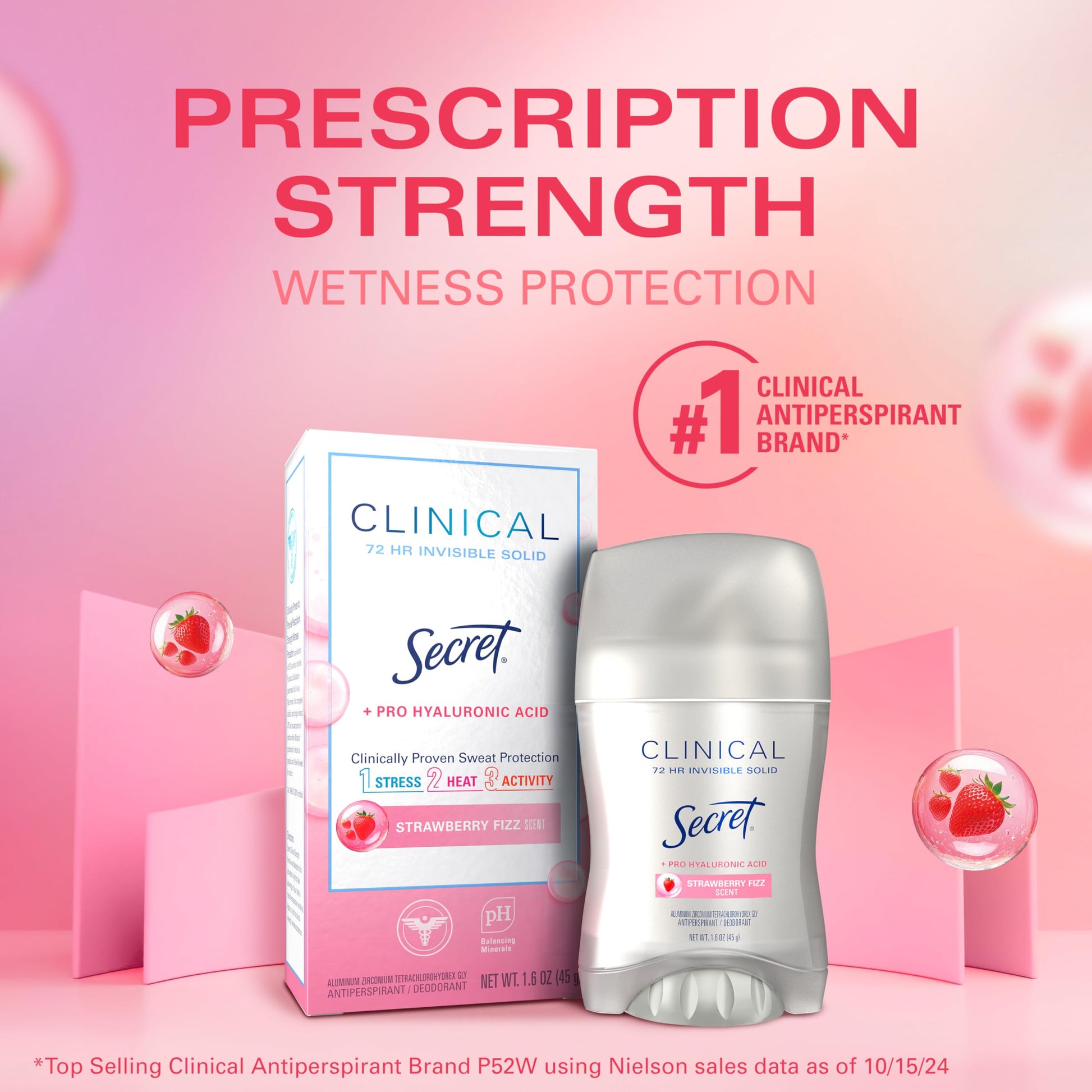 Secret Pro Hyaluronic Acid antiperspirant solid ingredients panel