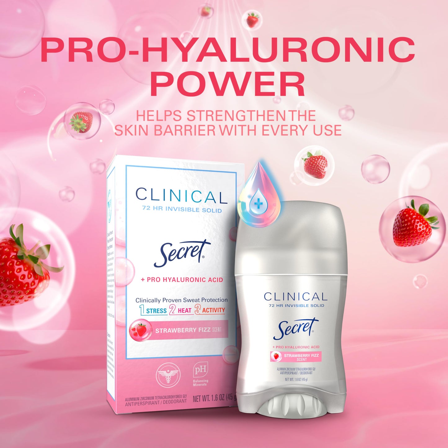 Secret 3X stress protection strawberry scent deodorant stick