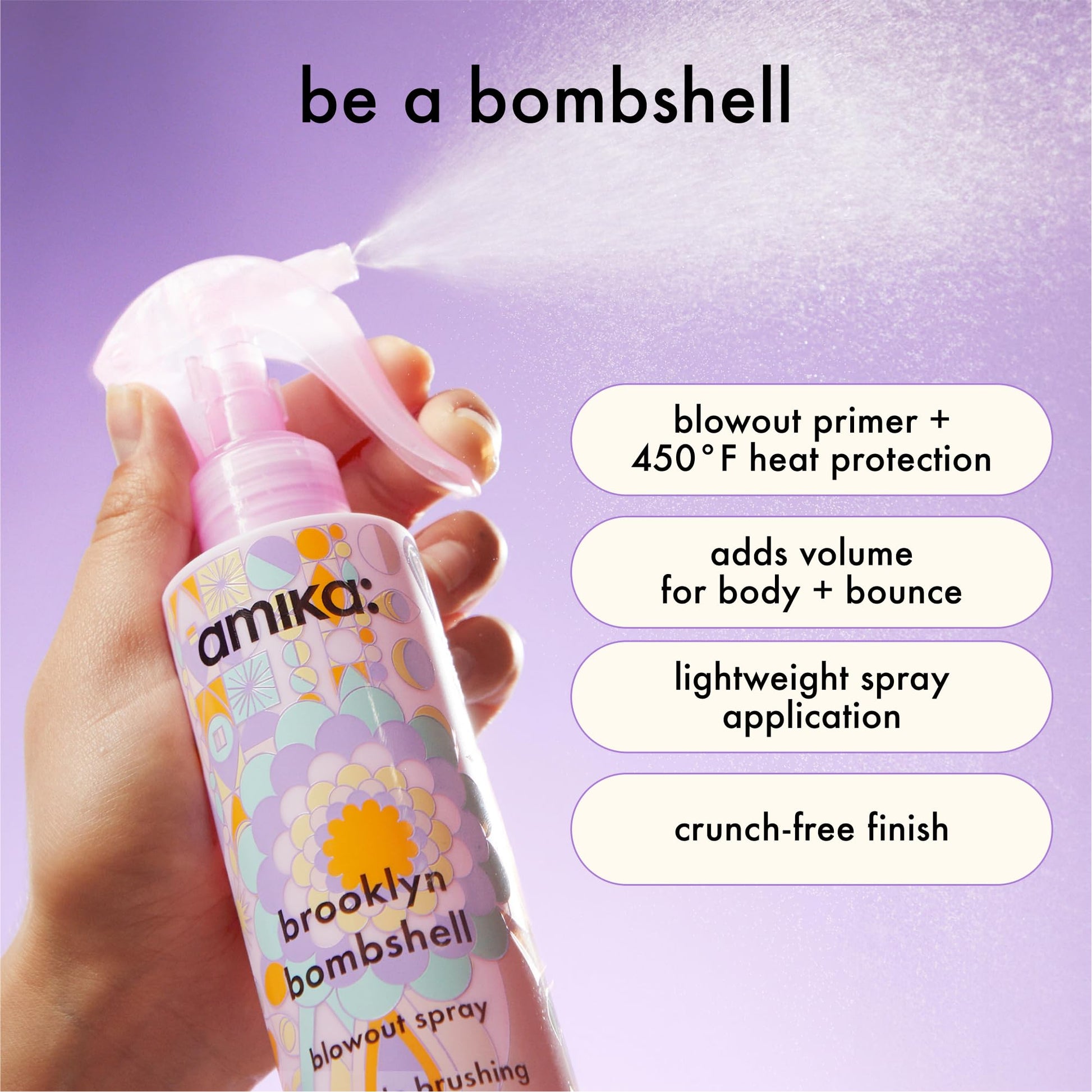 Amika volumizing hair primer spray for heat protection and lift