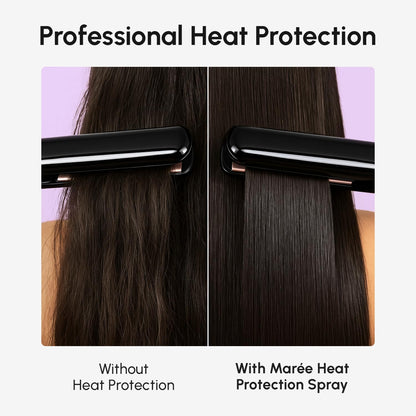 Maree thermal protection spray bottle detailing the 450 degree Fahrenheit heat shield.