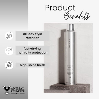Kenra Platinum Finishing Spray 10 Ounce silver can displaying salon styling benefits