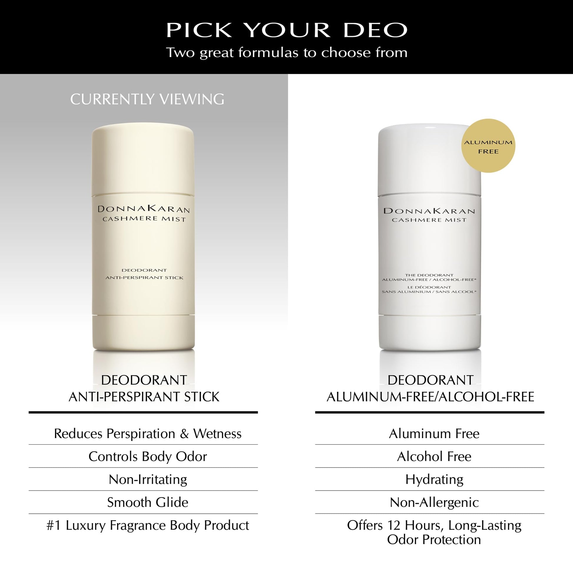 Donna Karan Cashmere Mist 1.7 Ounce stick showing the gentle formula application surface