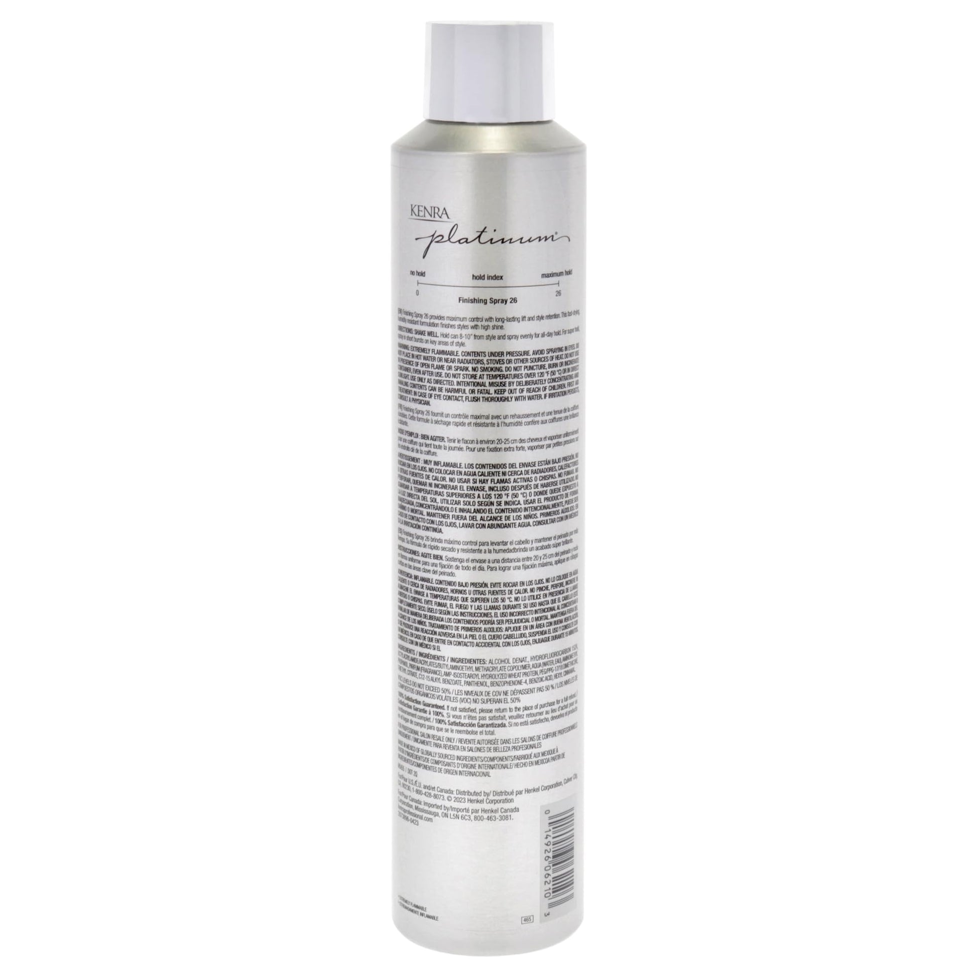 Imported Kenra Professional Platinum finishing aerosol spray for all hair types