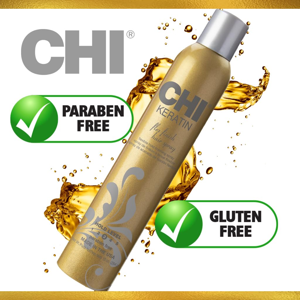 Lightweight aerosol anti frizz hair spray by CHI for sleek hair finishes.