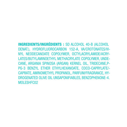 Moroccanoil luminous hairspray cyan bottle display packaging
