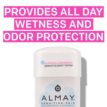 Almay dermatologist tested clear gel deodorant showing the twist mechanism and gel applicator