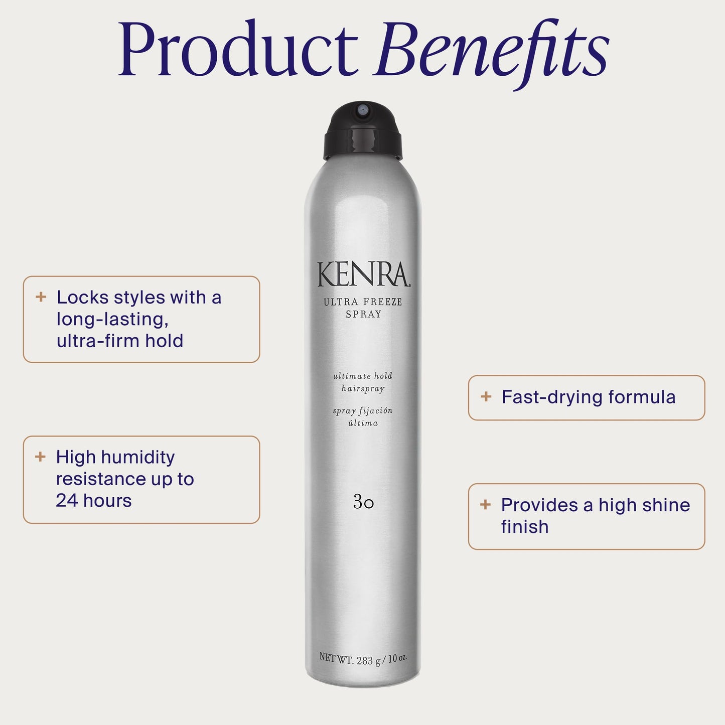Kenra Ultra Freeze Spray 30 professional ultra-firm aerosol canister for all hair types.