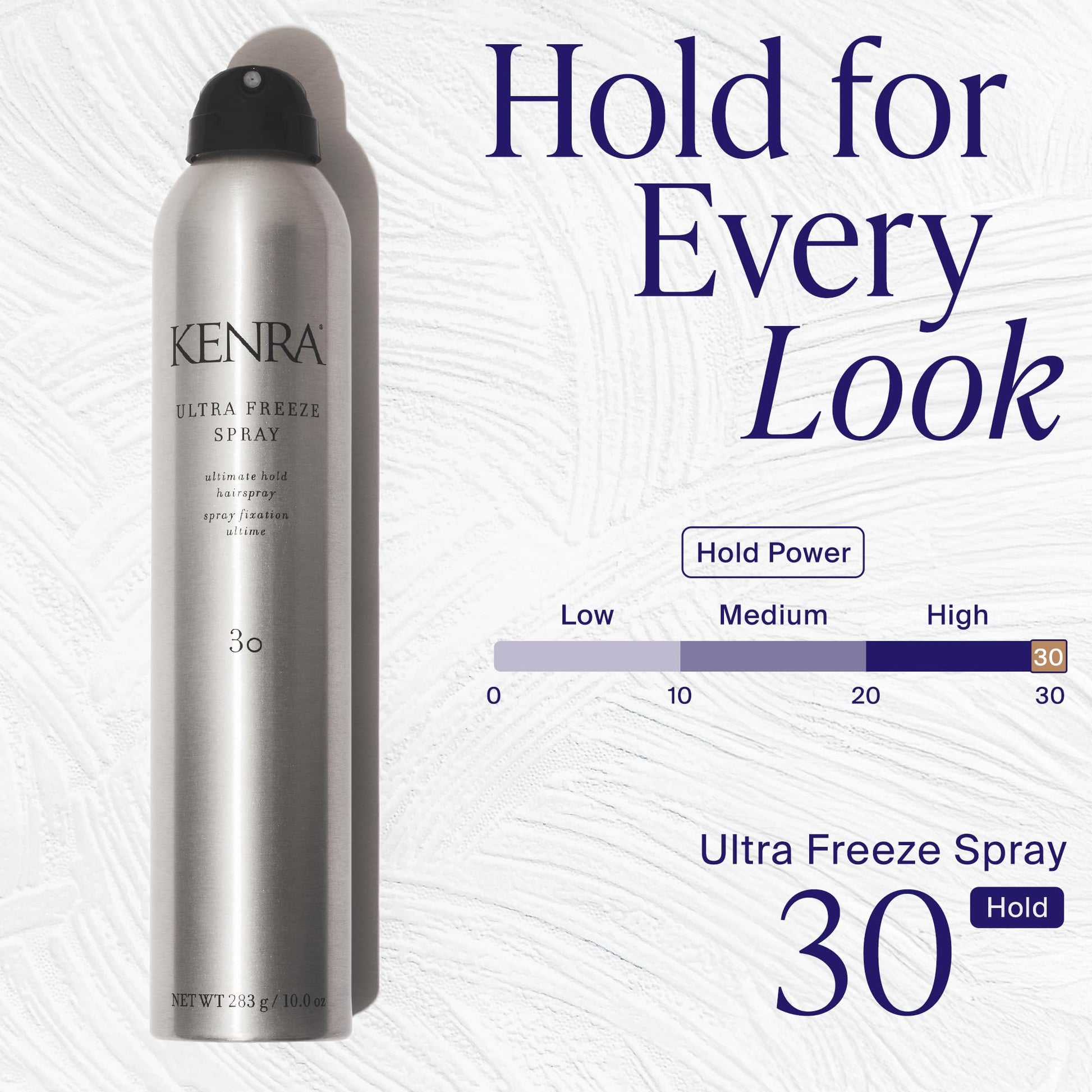 Authentic Kenra Professional thirty hold hairspray packaging detail illustrating premium formula.