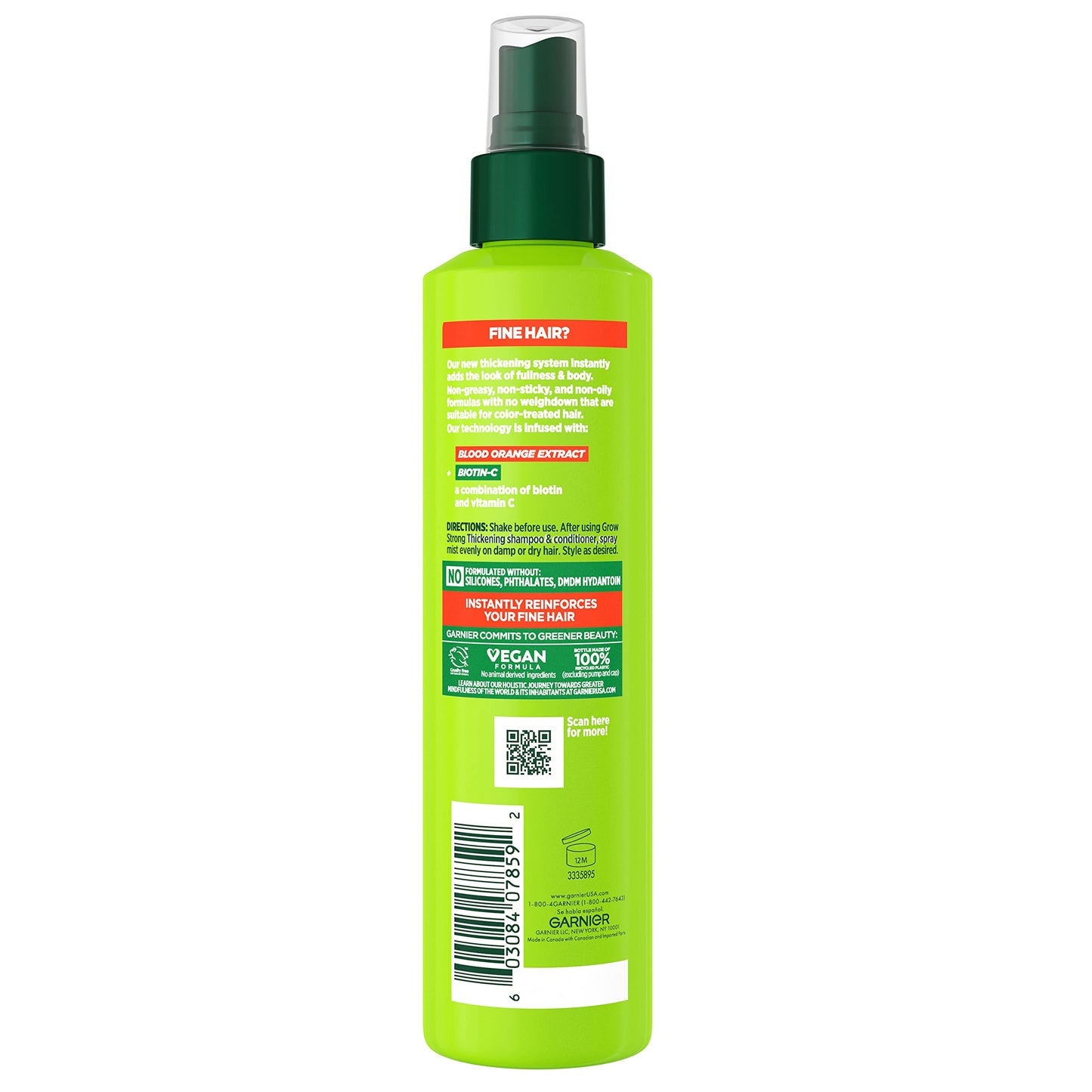 Imported biotin and vitamin C infused leave-in hair mist packaging details