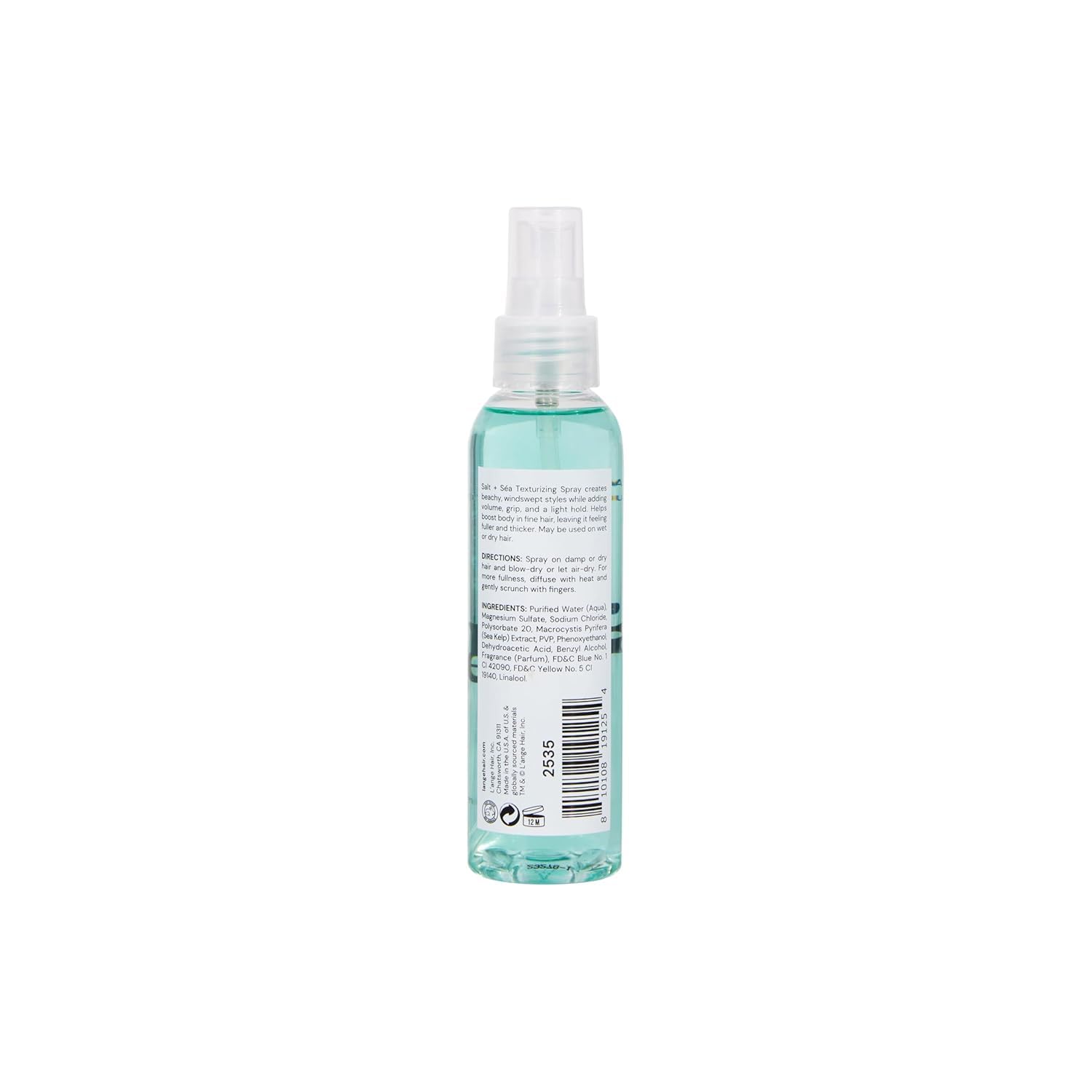 Lightweight volumizing sea salt hair spray by L'ange Hair for crunch free finish