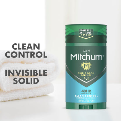 Mitchum Men Clean Control 2.7 Ounce solid stick texture close up