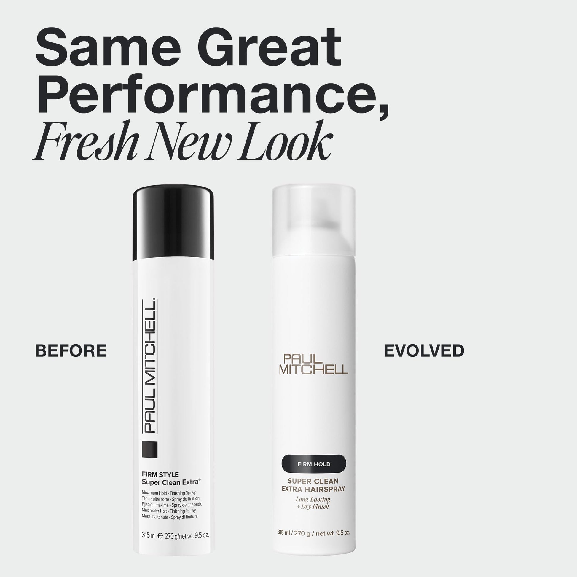 Paul Mitchell maximum firm hold hairspray showing the nozzle and fresh look packaging.