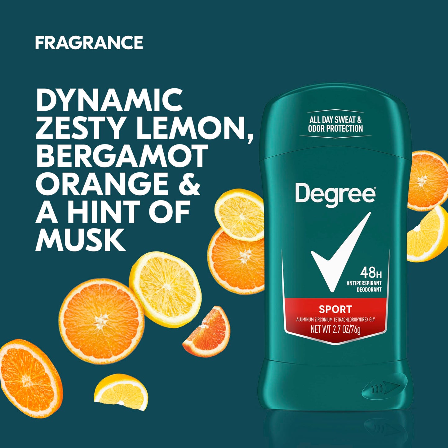 Top view of Degree Men Sport deodorant dial mechanism for stick adjustment