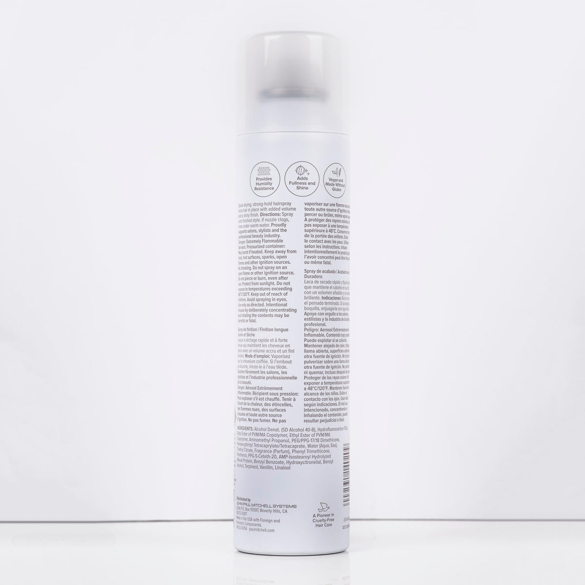 Authentic USA imported Paul Mitchell finishing spray displaying the product dimensions and size.