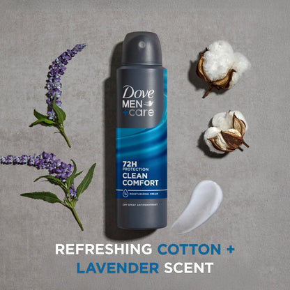Dove Men Care Clean Comfort three point eight ounce deodorant aerosol packaging details
