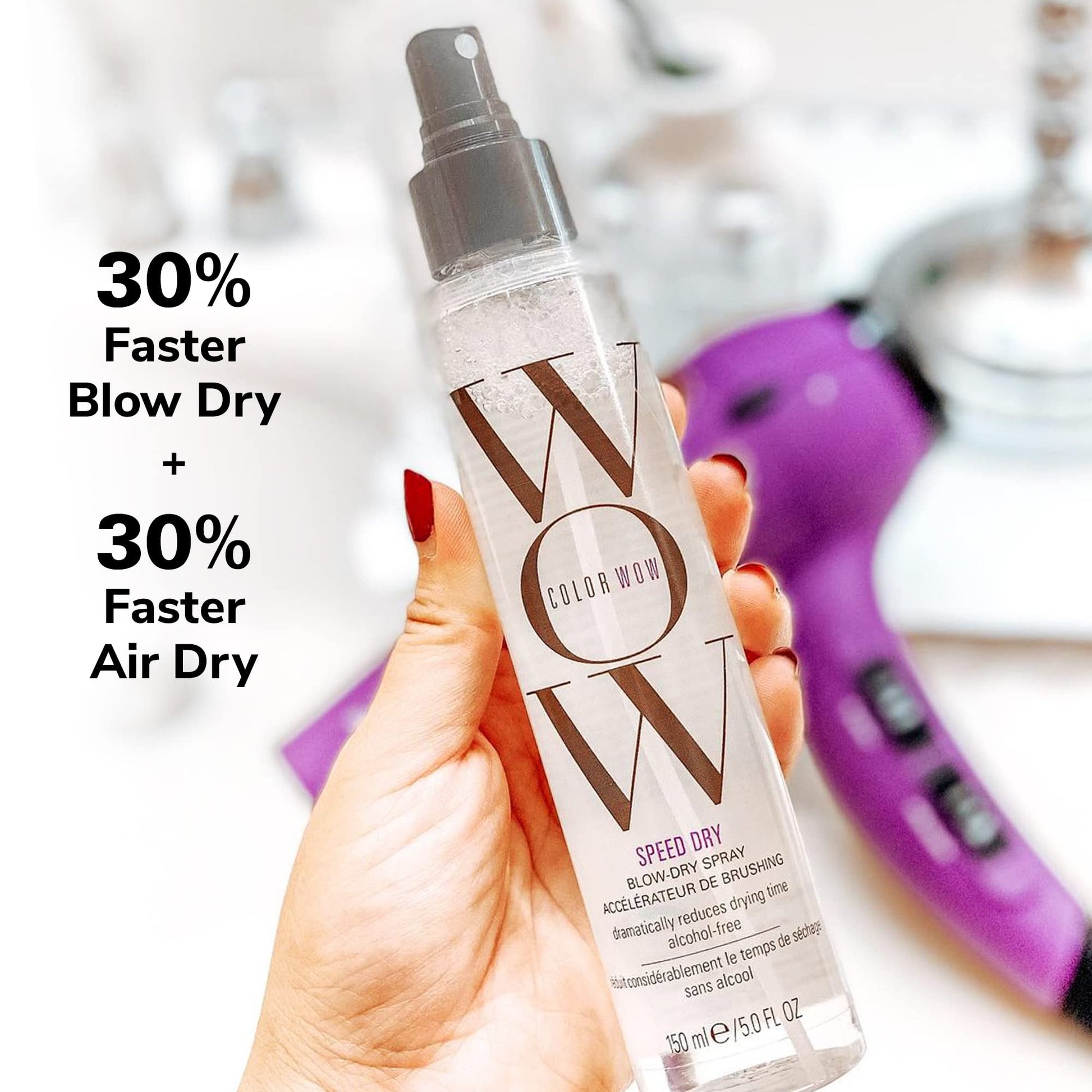 Color Wow quick dry hair mist with premium black spray nozzle