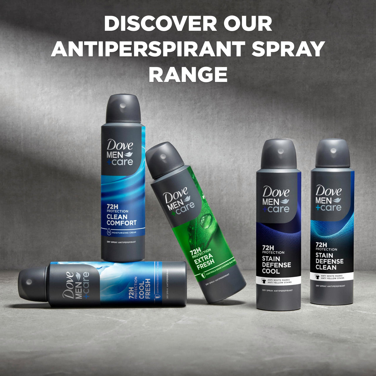Dove Men+Care dry spray metallic gray finish display